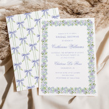 Chá de Bebê Floral Lavanda Preppy com Listras e La