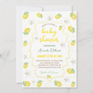 Convite Chá de Bebê Floral Limão Citrus Cute