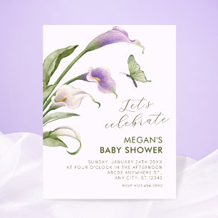 Convite Chá de bebê floral lírio roxo
