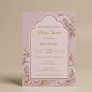 Convite Chá de Bebê Floral Malva
