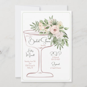 Convite Chá de Bebê Floral Moderno com Aquarela Champagne