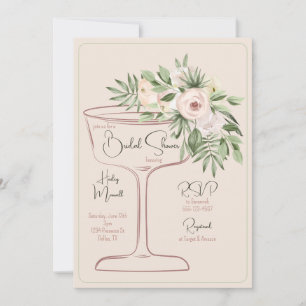 Convite Chá de Bebê Floral Moderno com Aquarela Champagne
