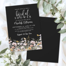 Chá de Bebê Floral Preto de Flor Silvestre