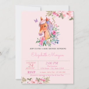 Convite Chá de Bebê Floral Pretty Pony