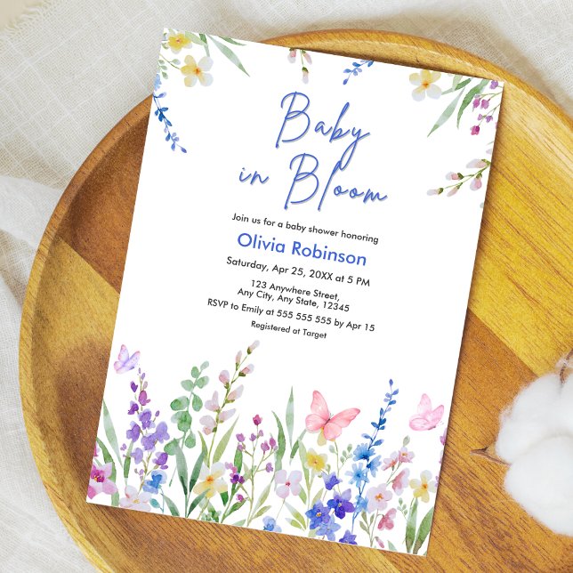 Convite Chá de Bebê Floral Primavera Bebê em Flor  (Floral Spring Baby in Bloom Baby Shower Invitation )