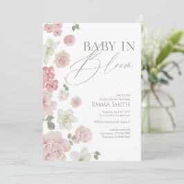 Convite Chá de Bebê Floral Rosa Baby In Bloom