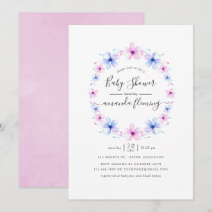 Convite Chá de Bebê Floral Rosa e Azul Pastel