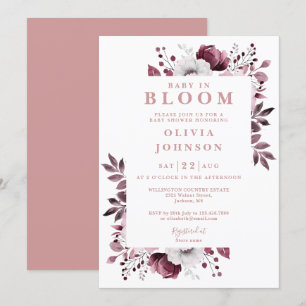 Convite Chá de Bebê Floral Rosa Menina 'Baby In Bloom' Ele