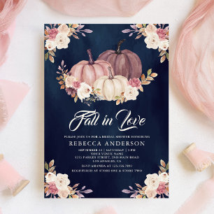 Convite Chá de Bebê Floral Rosa Poeira Bege Abóbora Azul M