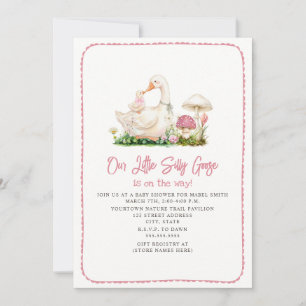 Convite Chá de Bebê Floral Rosa Silly Goose Mushroom Mama