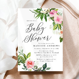 Convite Chá de Bebê Floral Rosa Suave