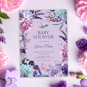 Convite Chá de bebê floral roxo