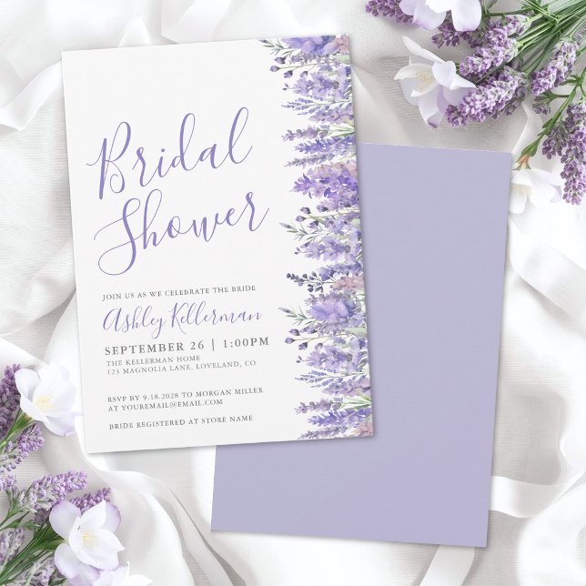 Convite Chá de Bebê Floral Roxo Lavanda (Lavender Purple Floral Bridal Shower Invitation)
