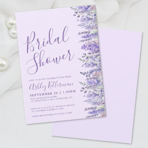 Convite Chá de Bebê Floral Roxo Lavanda Elegante