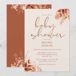 Convite Chá de Bebê Floral Rústico Outono