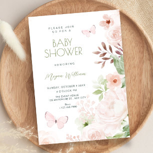 Convite Chá de bebê floral suave