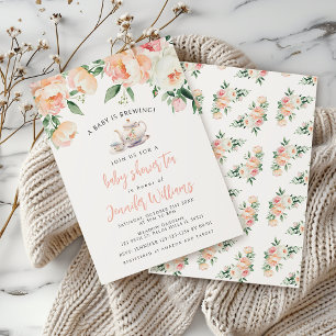 Convite Chá de Bebê Floral - Uma Bebê Está Sendo Preparada