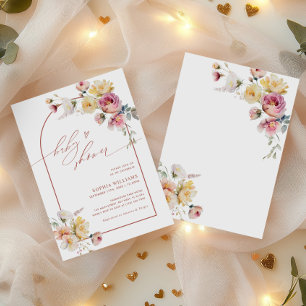 Convite Chá de Bebê Flores de Rosa de Jardim Boho