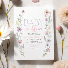 Convite Chá de Bebê Flores Silvestres Pastel Bebê em Flor