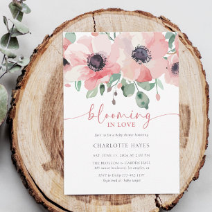 Convite Chá de Bebê Florescendo de Amor Chá de Bebê Rosa