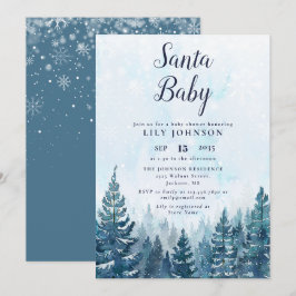 Convite Chá de Bebê Floresta de Inverno Santa Baby
