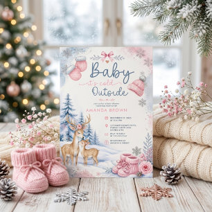 Convite Chá de Bebê Floresta de Veados 'Baby É Frio Lá For