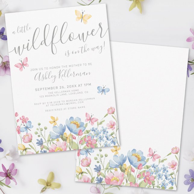 Convite Chá de Bebê Florzinha Selvagem (A Little Wildflower Baby Shower Invitation)