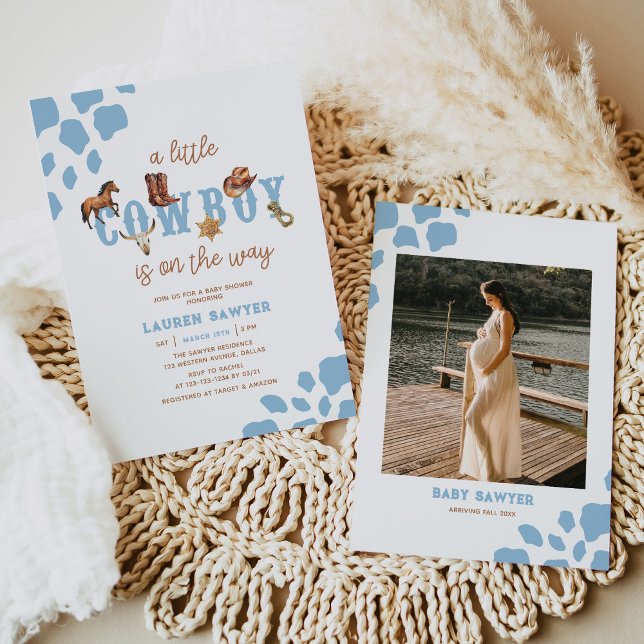 Convite Chá de Bebê-Foto do Little Cowboy Ocidental (Criador carregado)