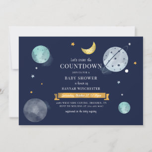 Convite Chá de Bebê Galáxia Aquarela Espaço Sideral