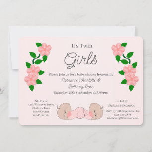 Convite Chá de Bebê Gêmeas Meninas