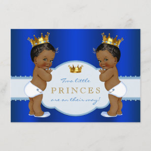 Convite Chá de Bebê Gêmeos Príncipe Real Afro-Americano