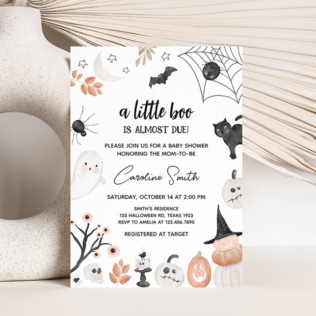 Convite Chá de Bebê Gender Neutral Um Pequeno Boo (Spooky Fall Baby Shower Invitation)
