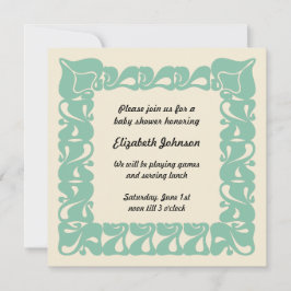 Convite Chá de Bebê Gênero Neutro Art Nouveau