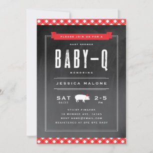 Convite Chá de Bebê Gingham Baby BBQ