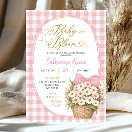Convite Chá de Bebê Gingham Coquette Daisy Baby in Bloom