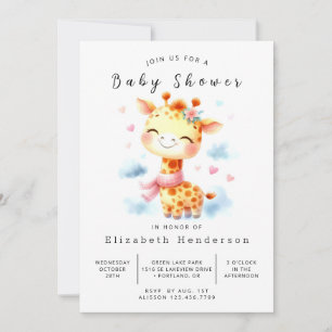 Convite Chá de Bebê Girafa Personalizado Feliz