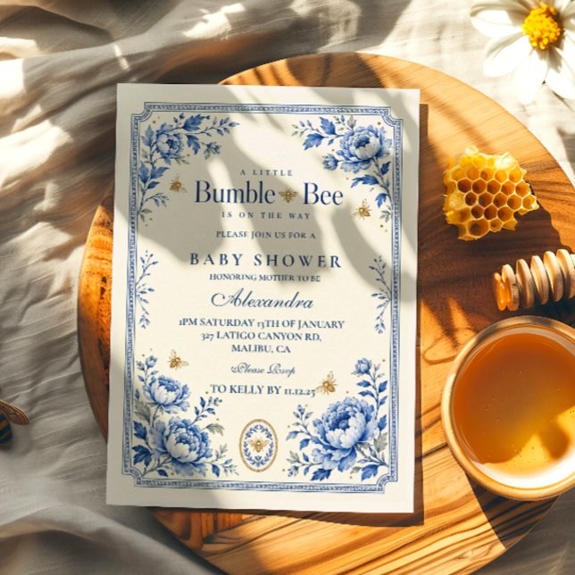 Convite Chá de Bebê Grandmillennial Bumble Bee (Criador carregado)