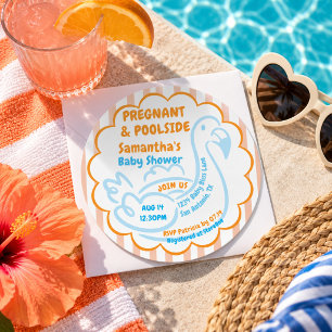 Convite Chá de Bebê Grávida & à Beira da Piscina de Verão