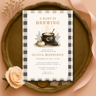 Convite Chá de Bebê Halloween Baby is Brewing com Tema Xad