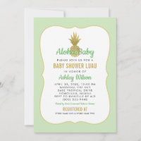 Chá de Bebê Havaiano Abacaxi Verde Dourado Luau