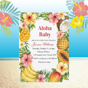 Convite Chá de Bebê Havaiano Aloha Baby Hibiscus