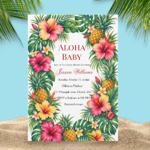 Convite Chá de Bebê Havaiano Aloha Baby Hibiscus