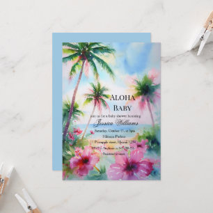Convite Chá de Bebê Havaiano Hibisco Aloha Baby