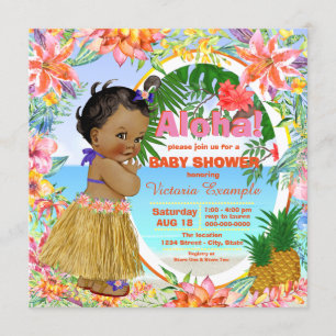 Convite Chá de Bebê Havaiano Tropical Luau