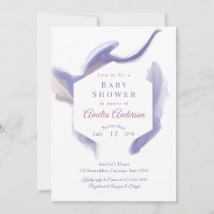 Convite Chá de Bebê Hexágono Aquarela Lavanda