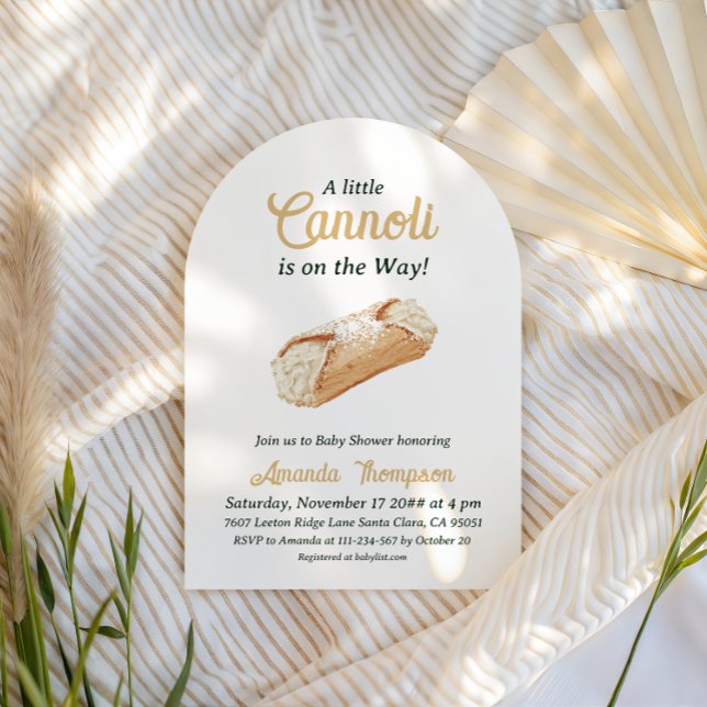 Convite Chá de Bebê Italiano Bege Neutro Cannoli (Criador carregado)