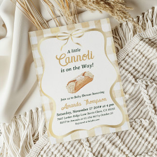Convite Chá de Bebê Italiano Bege Neutro Little Cannoli