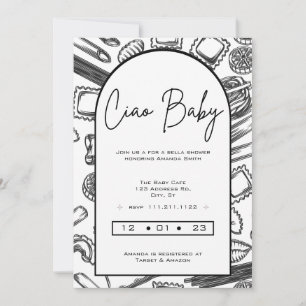 Convite Chá de Bebê Italiano Ciao Baby Massas
