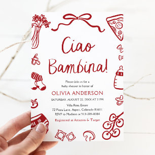 Convite Chá de Bebê Italiano Ciao Bambina Menina Caprichos