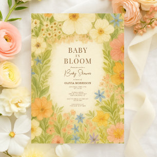 Convite Chá de Bebê Jardim de Flores Silvestres Bebê em Fl